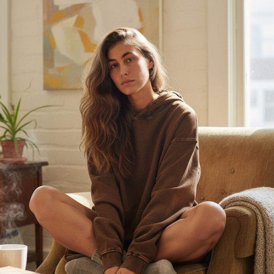 HOT TUNA-HOODY WASH DARK BROWN
