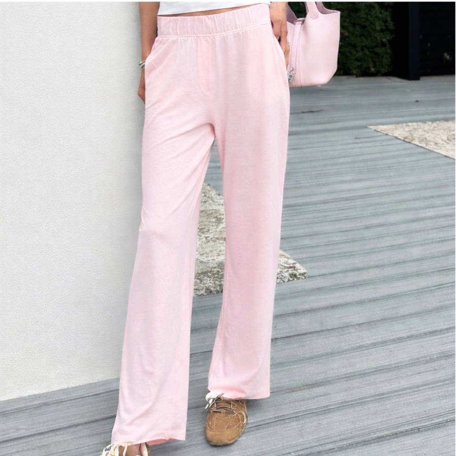 MAJESTIC FILATURES-PANTS LINEN ELASTANE EAU DE ROSE