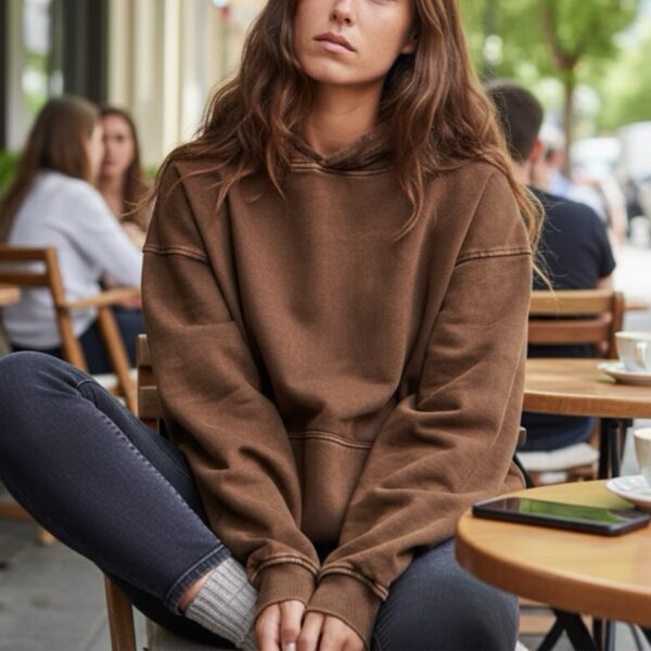 HOT TUNA-HOODY WASH DARK BROWN