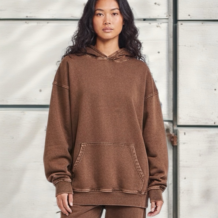 HOT TUNA-HOODY WASH DARK BROWN