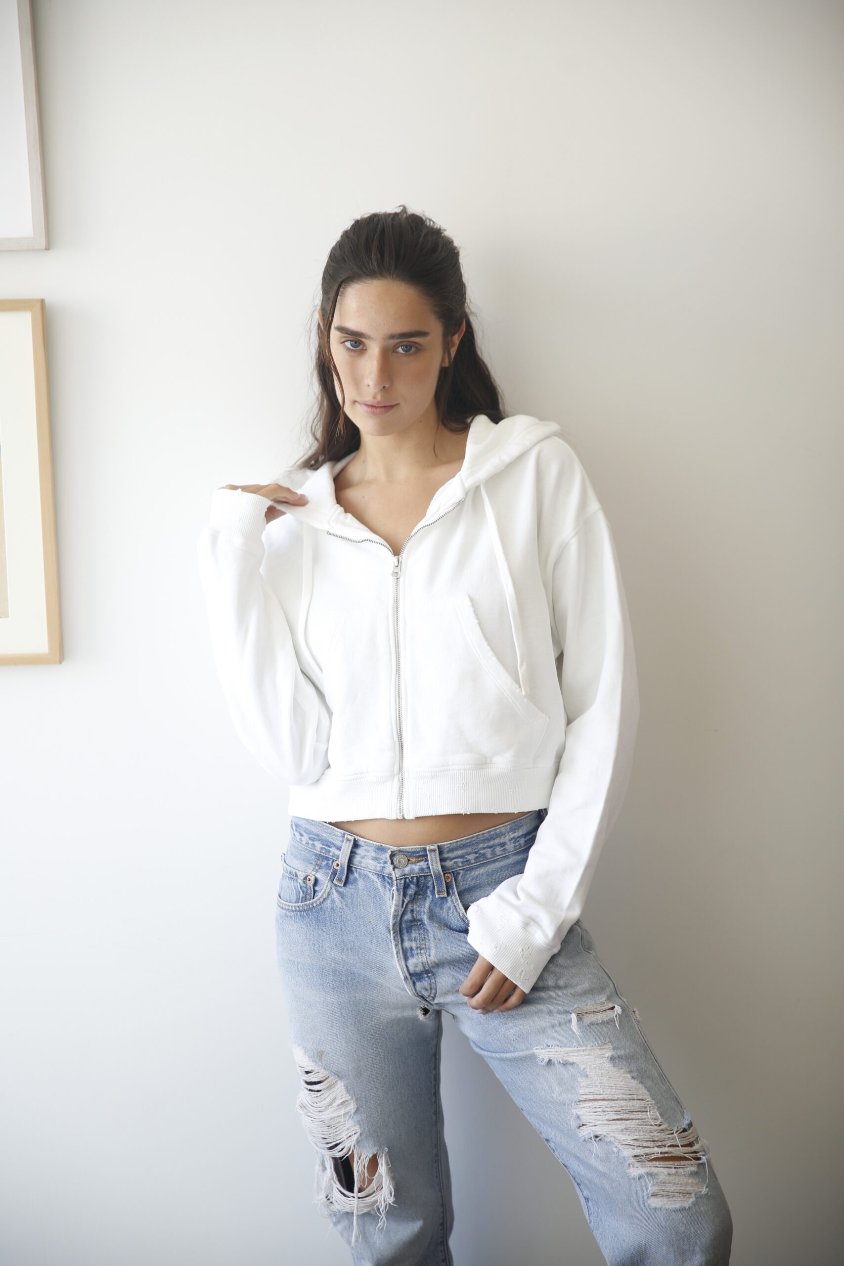 MADE-CROPPED LAUNDRY CARDIGAN WHITE