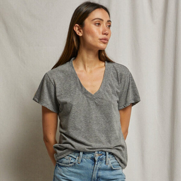 PERFECT WHITE TEE-HENDRIX COTTON BOXY V-NECK TEE (HEATHER GREY)