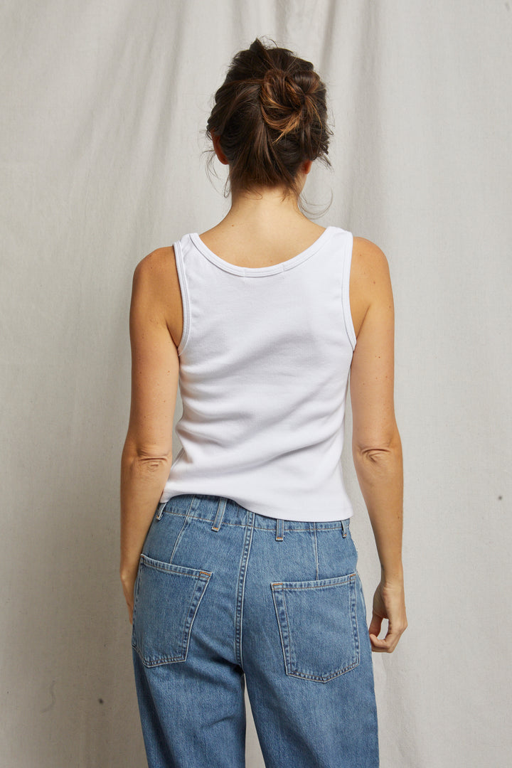 PERFECT WHITE TEE-MARIA RIB V-NECK TANK (WHITE)