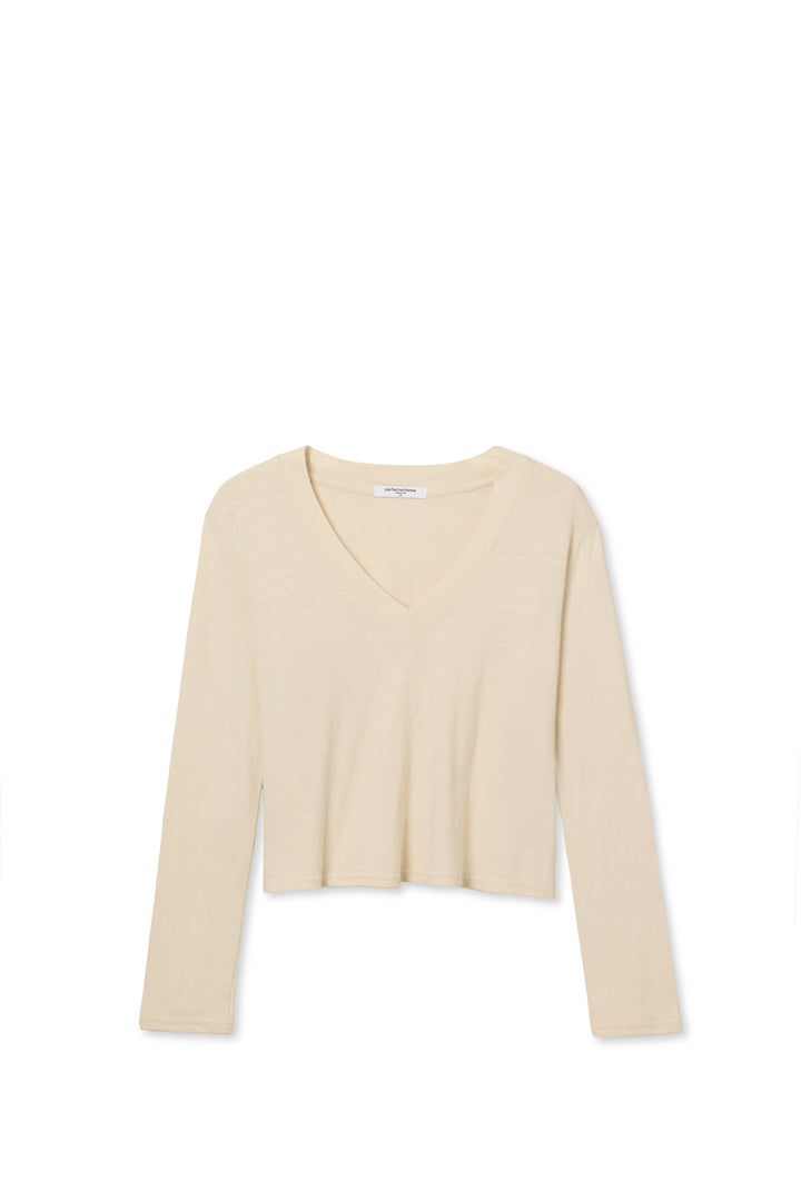 PERFECT WHITE TEE – FIONA RECYCLED COTTON V NECK TEE SUGAR