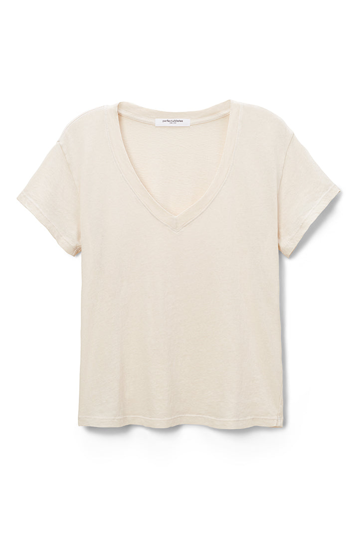 PERFECT WHITE TEE-HENDRIX COTTON BOXY V-NECK TEE (SUGAR)