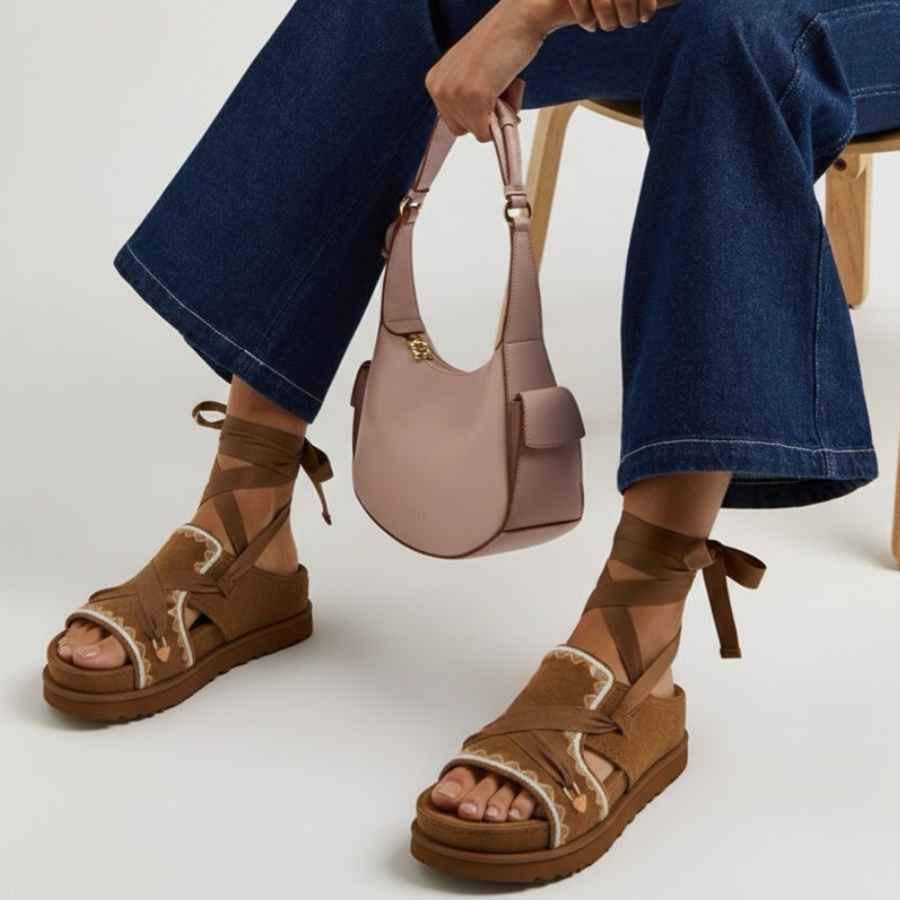 UGG – WOMEN'S GOLDENSTAR HI ARTISTITCH SANDAL CHESTNUT MULTI 1175133-CHMU
