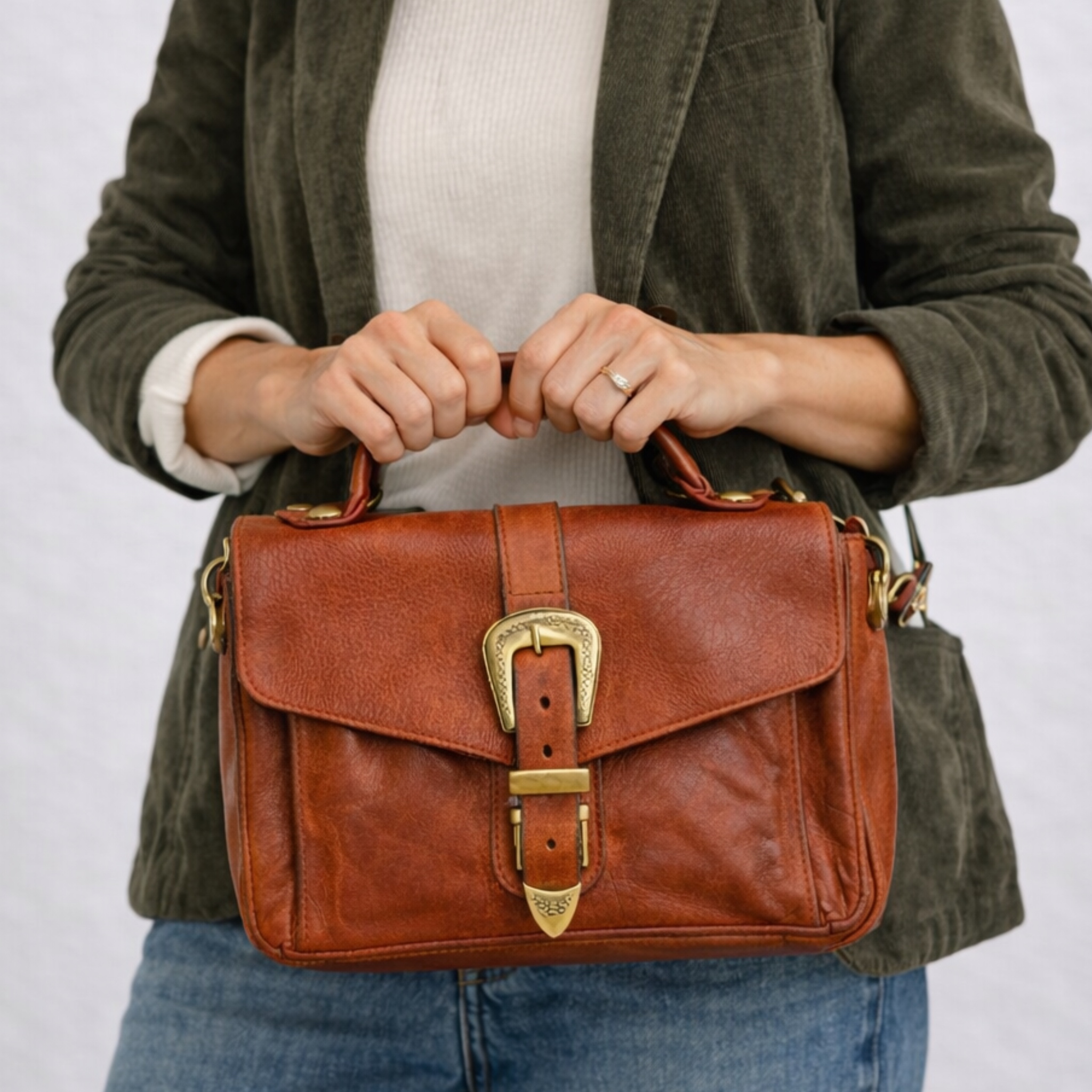 CAMPOMAGGI-FABIOLA SMALL SHOULDER BAG COGNAC