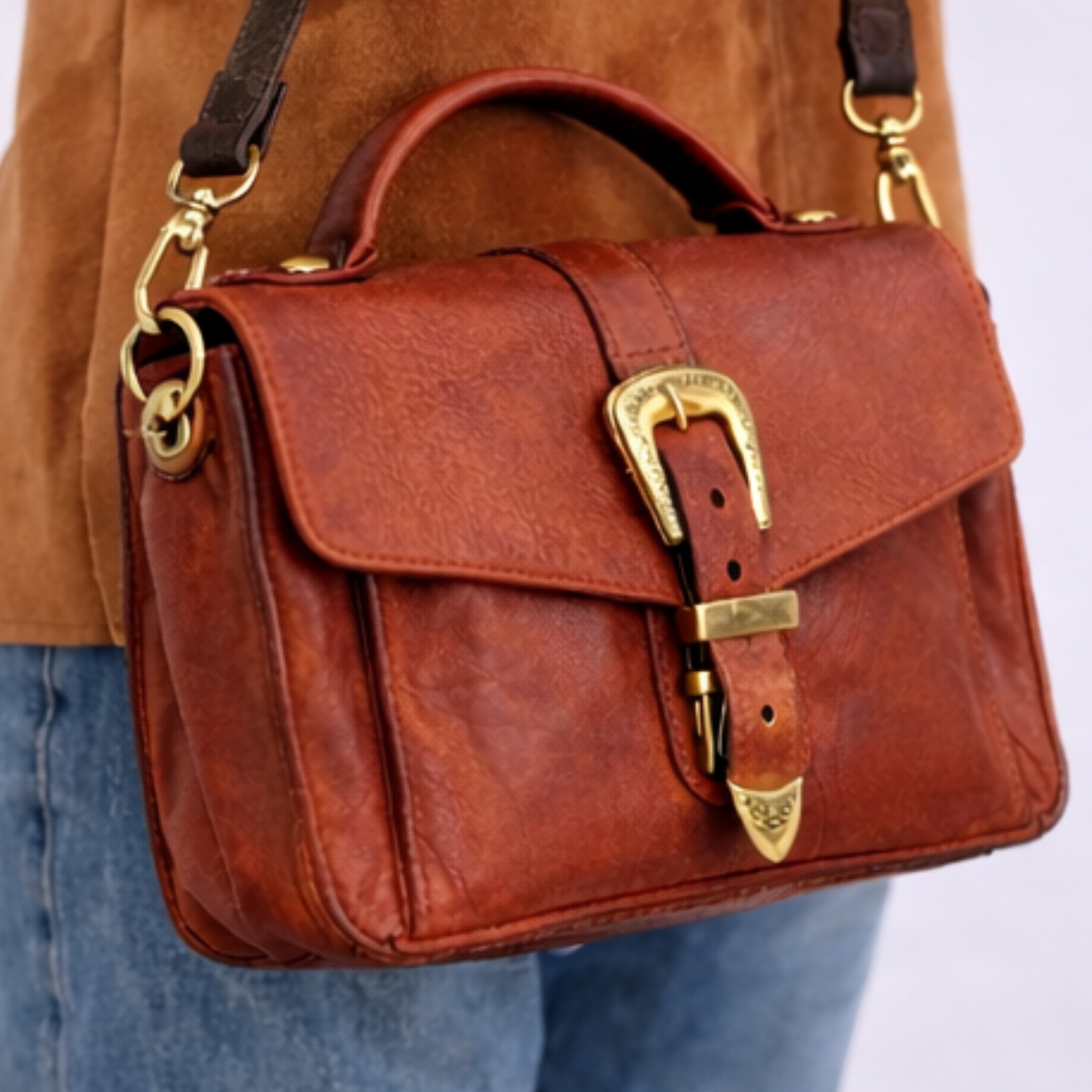 CAMPOMAGGI-FABIOLA SMALL SHOULDER BAG COGNAC
