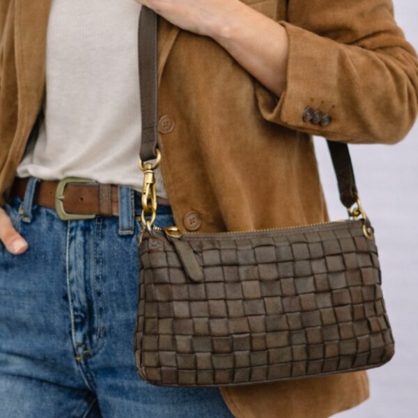 CAMPOMAGGI-BRAIDED SHOULDER BAG MILITARY