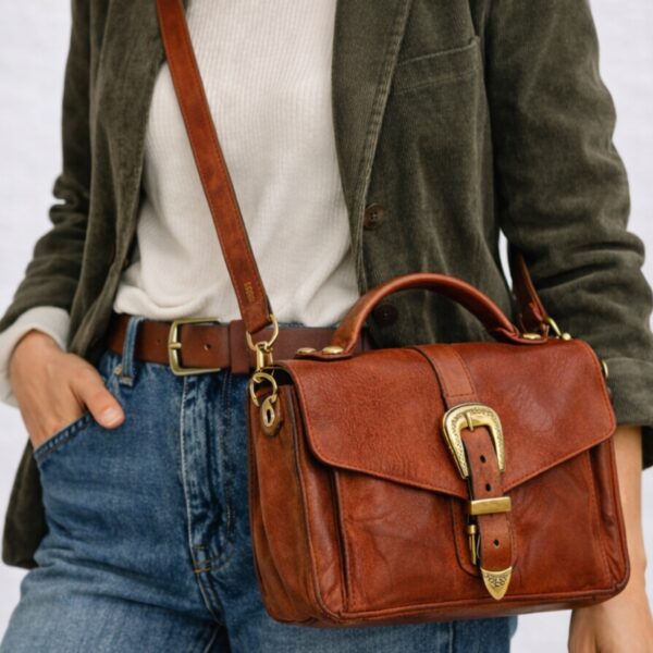 CAMPOMAGGI-FABIOLA SMALL SHOULDER BAG COGNAC