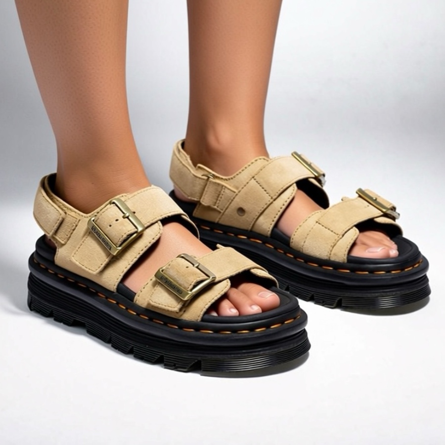 DR.MARTENS-ZEBZAG SUEDE SANDAL TAN EH SUEDE