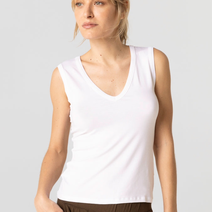 MAJESTIC FILATURES-V TANK TOP WHITE