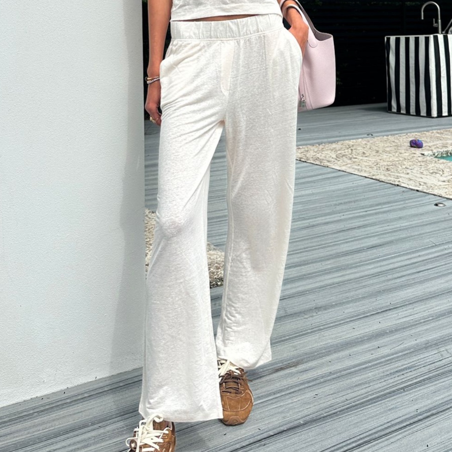 MAJESTIC FILATURES-PANTS LINEN ELASTANE CREAM