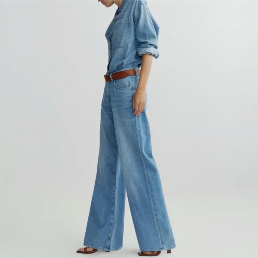 DL1961-ALEX RELAXED WIDE LEG JEANS RIVER BANK AURA