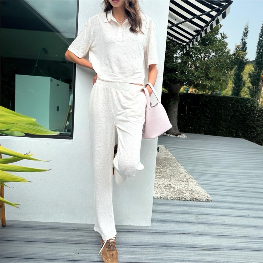 MAJESTIC FILATURES-PANTS LINEN ELASTANE CREAM