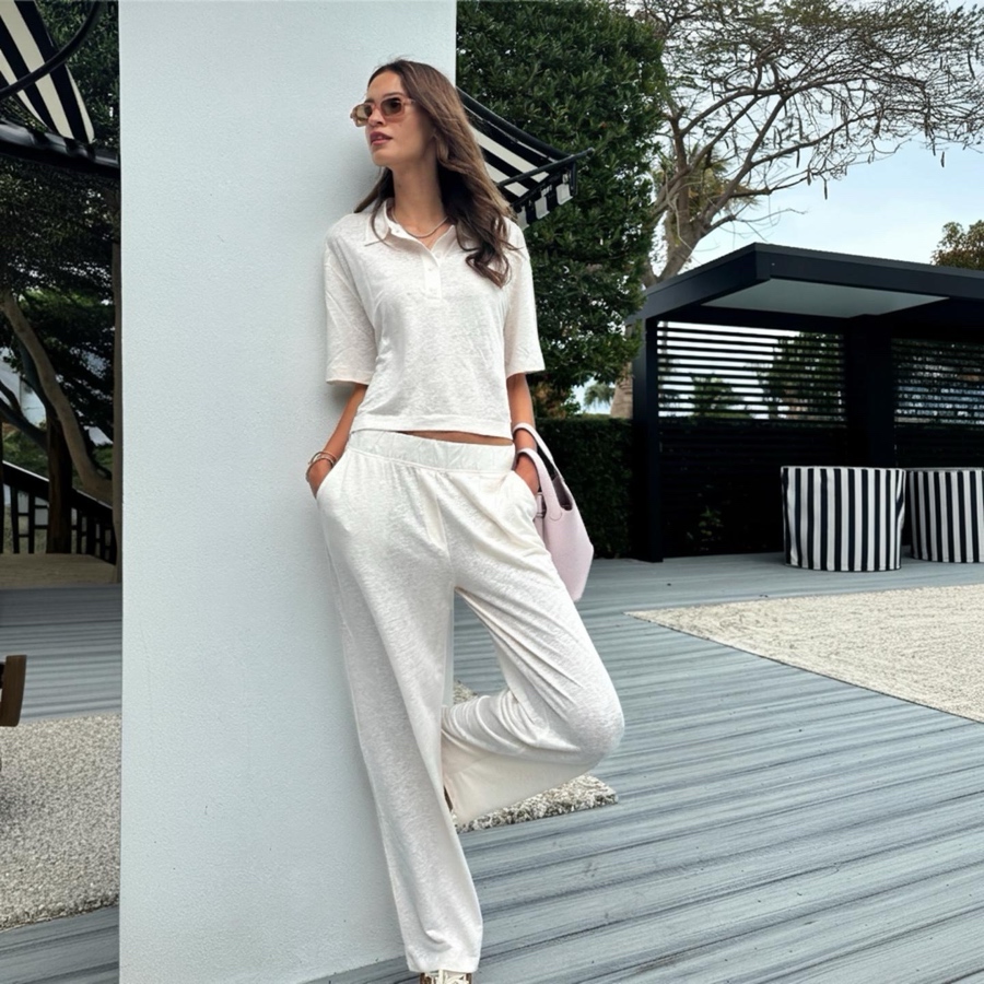 MAJESTIC FILATURES-PANTS LINEN ELASTANE CREAM