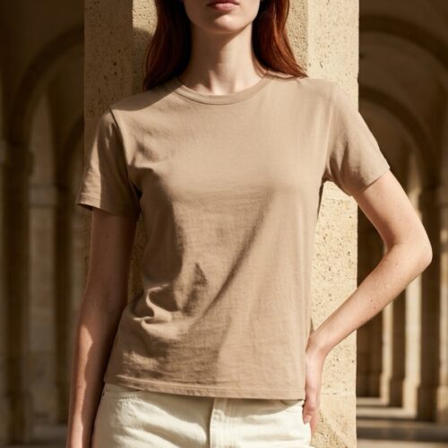 PERFECT WHITE TEE-HARLEY BOXY CREWNECK TEE MOCHA