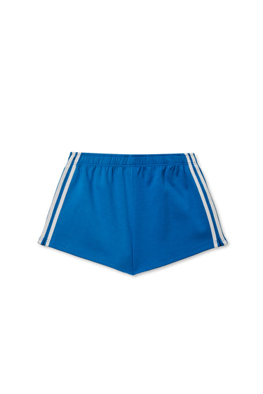 PERFECT WHITE TEE-TRAVEL SHORT WITH SIDE STRIPES COBALT