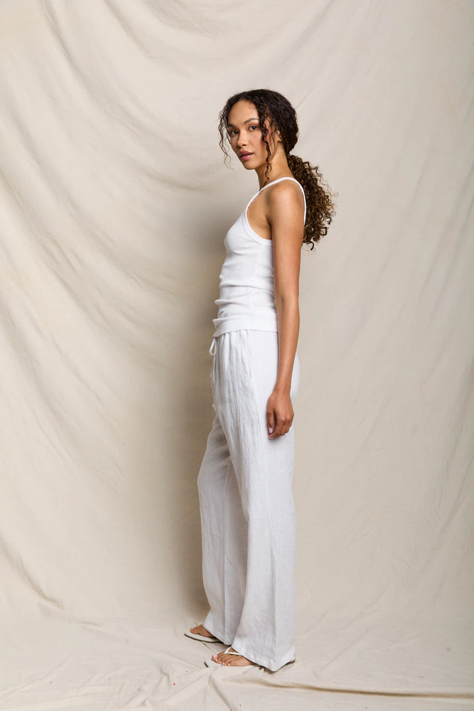 PERFECT WHITE TEE-LORANA LINEN PANTS WHITE