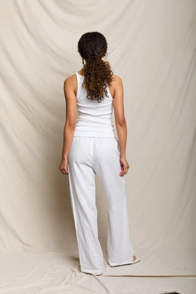 PERFECT WHITE TEE-LORANA LINEN PANTS WHITE