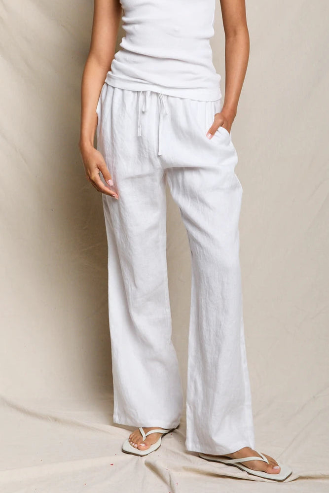 PERFECT WHITE TEE-LORANA LINEN PANTS WHITE