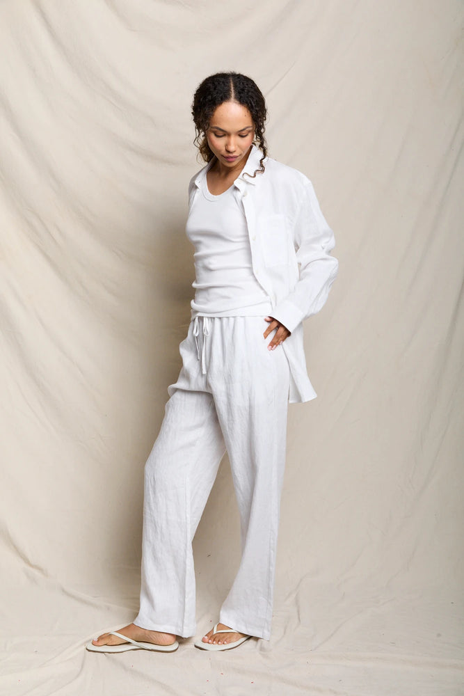 PERFECT WHITE TEE-LORANA LINEN PANTS WHITE