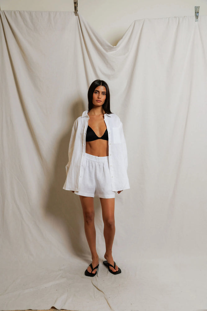 PERFECT WHITE TEE-LORELAI LINEN SHIRT WHITE