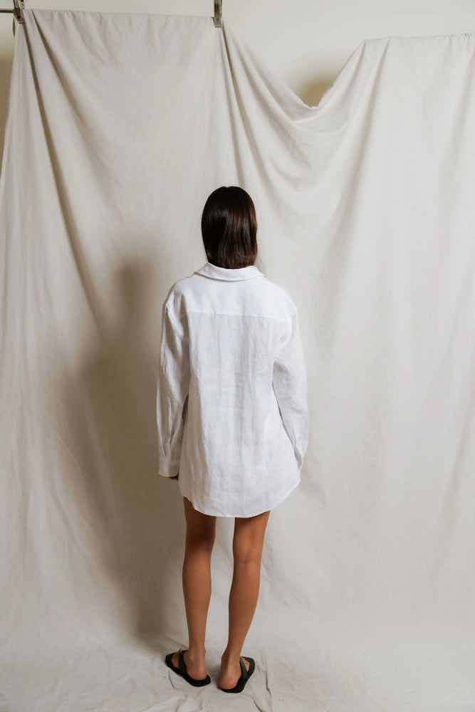 PERFECT WHITE TEE-LORELAI LINEN SHIRT WHITE