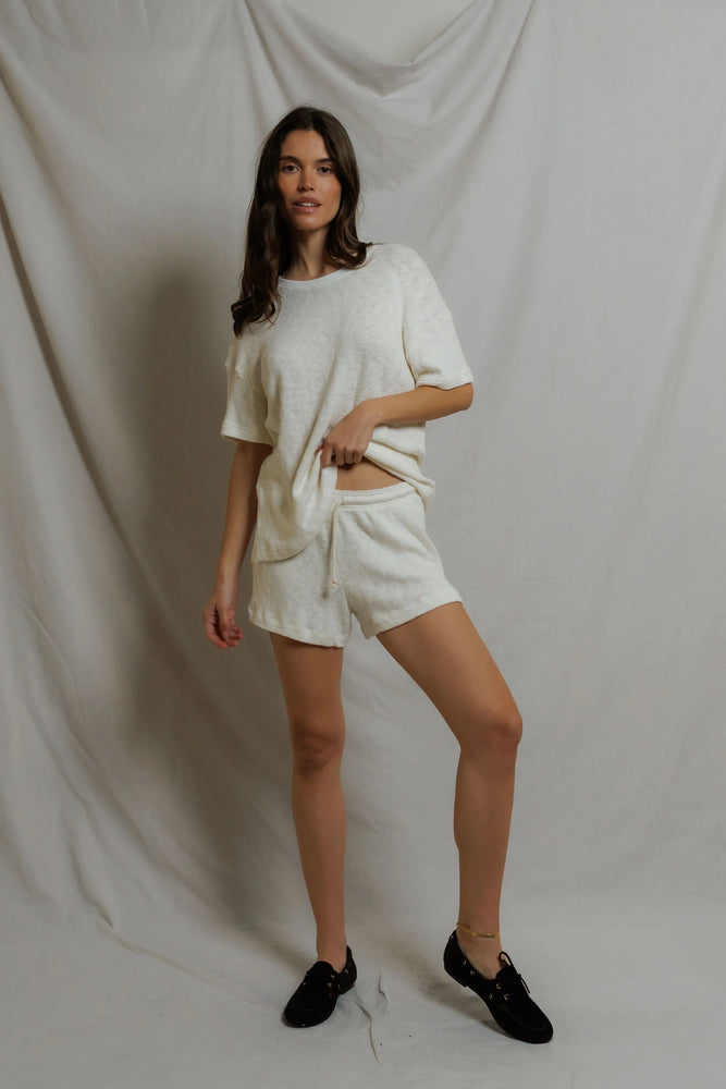 PERFECT WHITE TEE-MALIA MESH SHORTS NATURAL