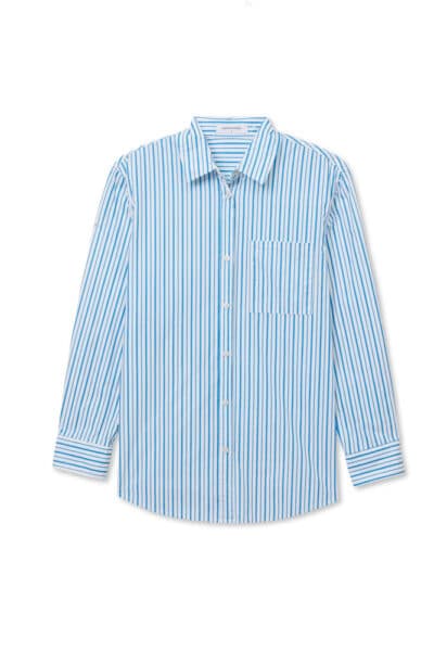 PERFECT WHITE TEE-AVALON PACIFIC BLUE STRIPE SHIRT