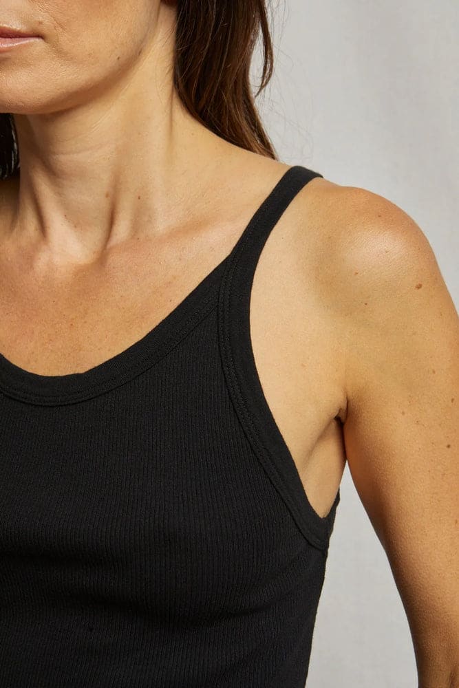 PERFECT WHITE TEE-ANNIE RIB TANK BLACK