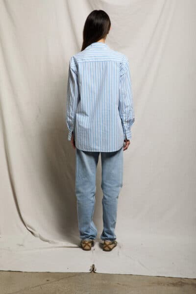 PERFECT WHITE TEE-AVALON PACIFIC BLUE STRIPE SHIRT