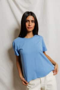 PERFECT WHITE TEE-HARLEY COTTON BOXY CREWNECK TEE PACIFIC BLUE