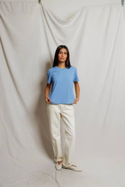 PERFECT WHITE TEE-HARLEY COTTON BOXY CREWNECK TEE PACIFIC BLUE