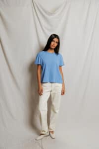 PERFECT WHITE TEE-HARLEY COTTON BOXY CREWNECK TEE PACIFIC BLUE