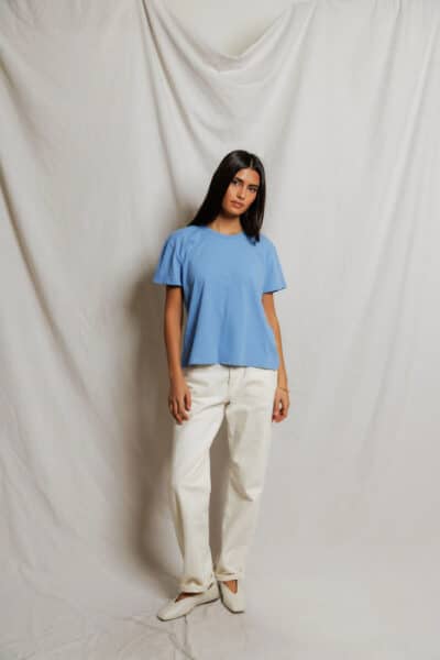 PERFECT WHITE TEE-HARLEY COTTON BOXY CREWNECK TEE PACIFIC BLUE