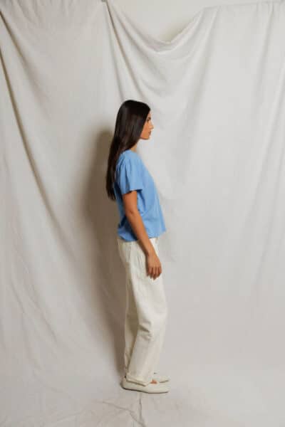 PERFECT WHITE TEE-HARLEY COTTON BOXY CREWNECK TEE PACIFIC BLUE