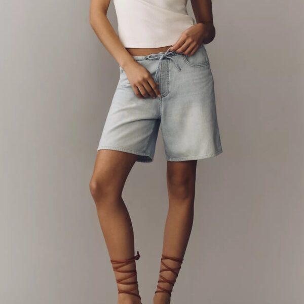 DL1961-SIENNA DRAWSTRING DENIM SHORTS POOLSIDE AURA