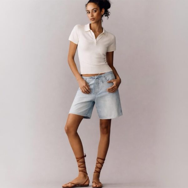 DL1961-SIENNA DRAWSTRING DENIM SHORTS POOLSIDE AURA