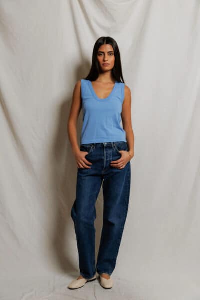 PERFECT WHITE TEE-KHARA U-NECK TANK PACIFIC BLUE
