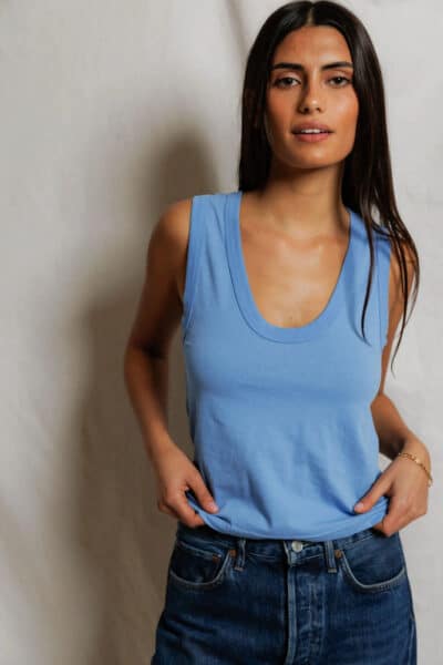 PERFECT WHITE TEE-KHARA U-NECK TANK PACIFIC BLUE