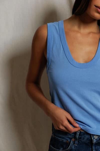 PERFECT WHITE TEE-KHARA U-NECK TANK PACIFIC BLUE