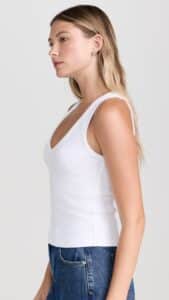 PERFECT WHITE TEE-MARIA RIB V-NECK TANK (WHITE)