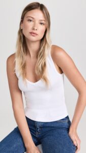 PERFECT WHITE TEE-MARIA RIB V-NECK TANK (WHITE)