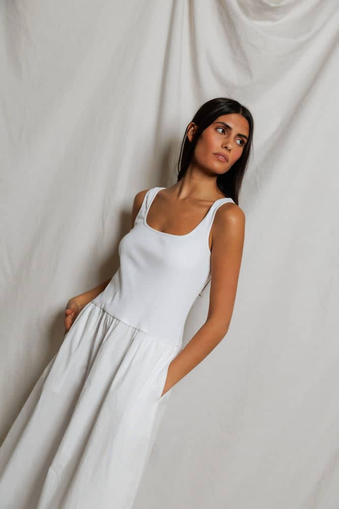 PERFECT WHITE TEE-FABIOLA WHITE POPLIN TANK DRESS