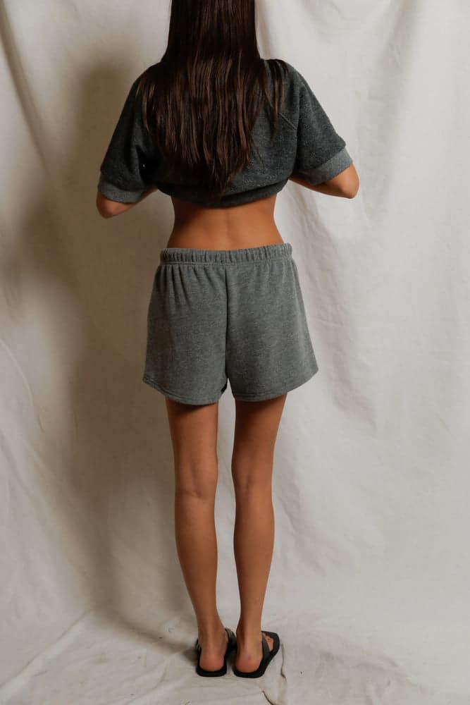 PERFECT WHITE TEE-LAYLA SHORT DARK HEATHER GREY
