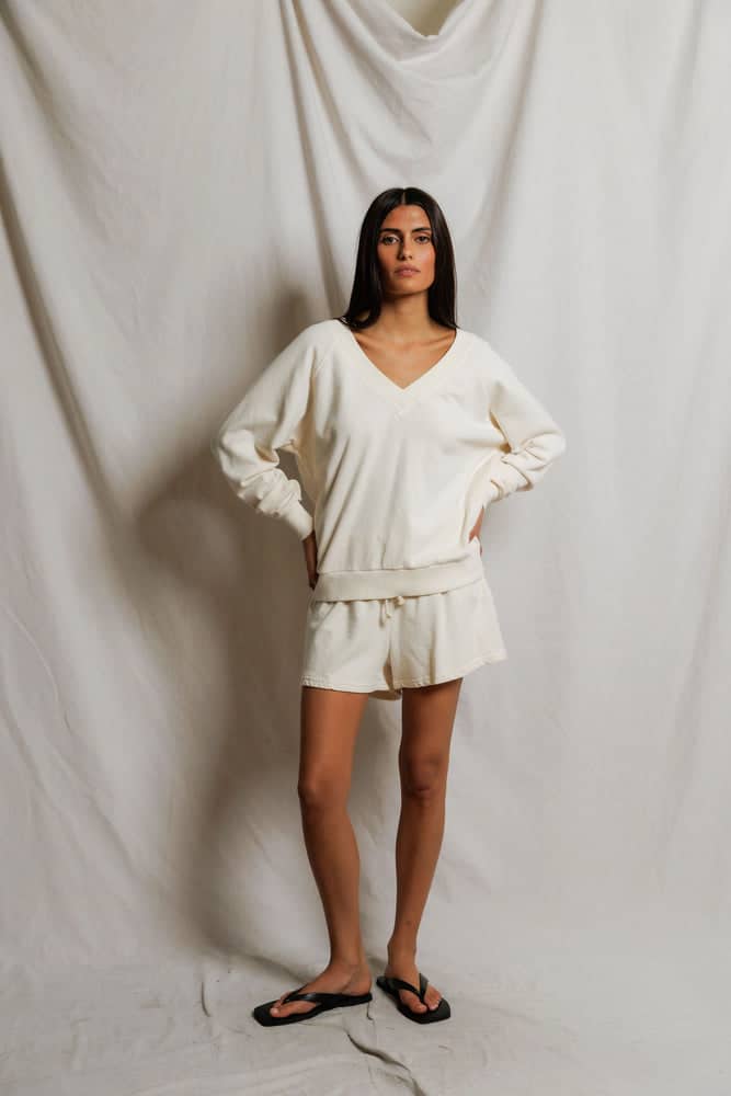 PERFECT WHITE TEE-LAYLA SHORT BRIGHT IVORY