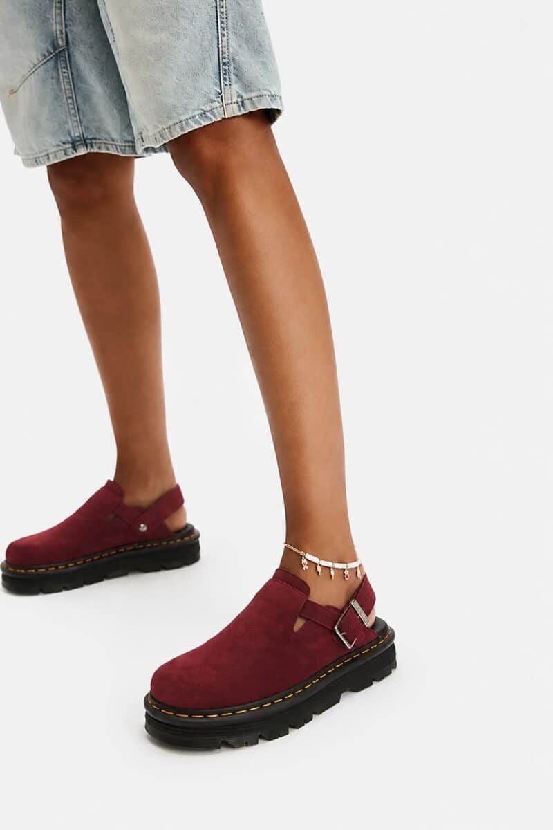 DR. MARTENS-ZEBZAG MULE CHERRY RED
