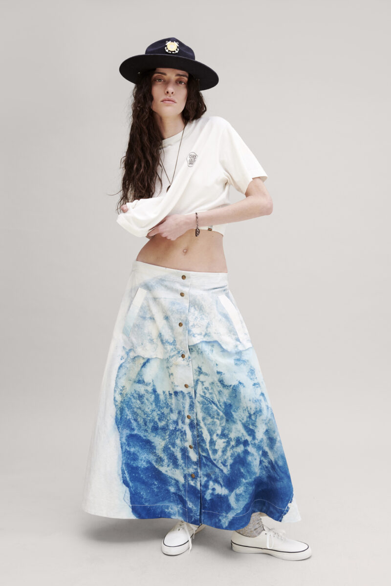 GHOST FOREST SURF CLUB-SIREN CROP COLLAB TEE WASHED OUT WHITE